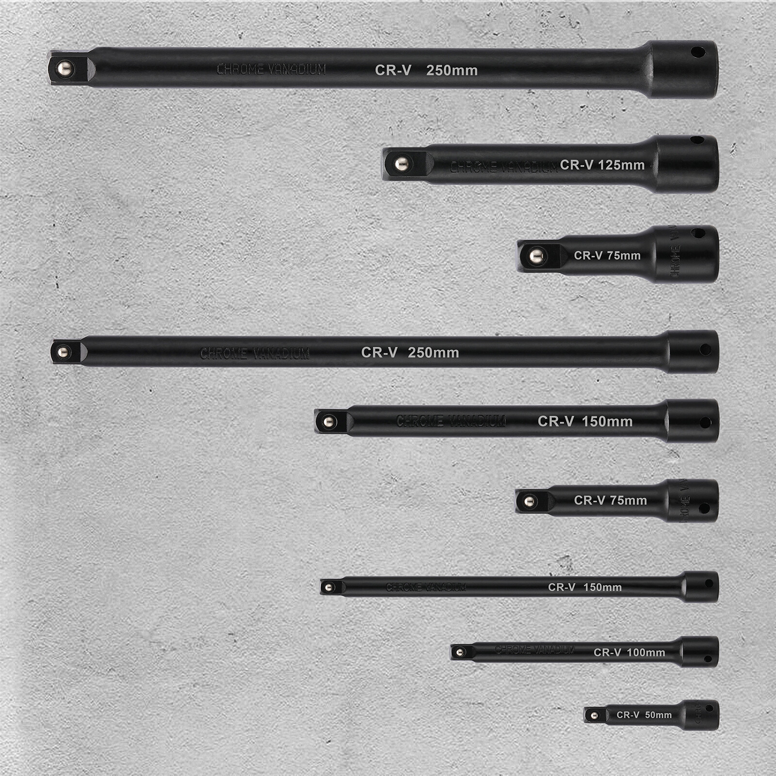 1/4",3/8",1/2" Drive Extension Bar Set, CR-V, 9 PCS Socket Extension Bars