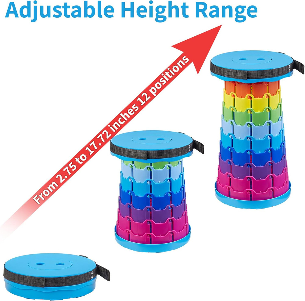 Telescoping Folding Stool, Upgraded Portable Collapsible Retractable Stool with