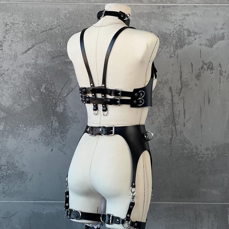 Body Harness BDSM Lingerie, Bondage Harness Full Set, Leather Bondage Corset