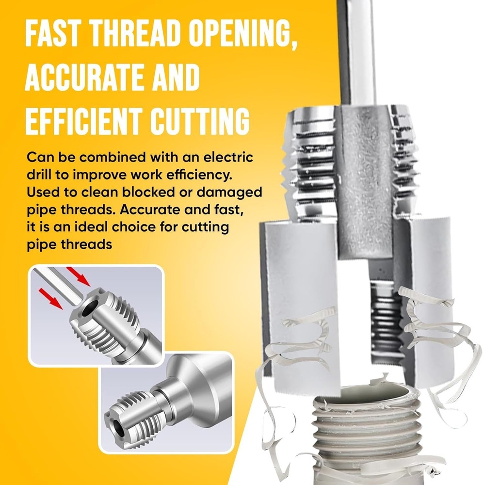 2PCS Integrated Internal & External Pipe Threading Tool with 1/2'' & 3/4'' Di...