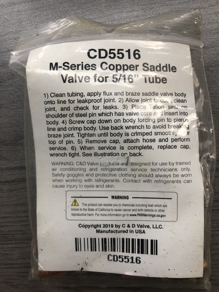 CD5516 / Self Piercing Copper Saddle Valves
