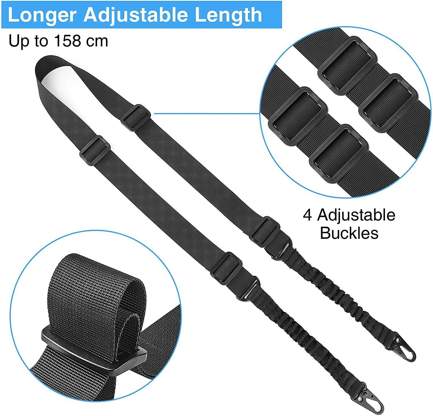 Tactical 2 Point Sling QD Swivel Rifle Adjustable Gun Sling Strap w/ MLOK Swivel