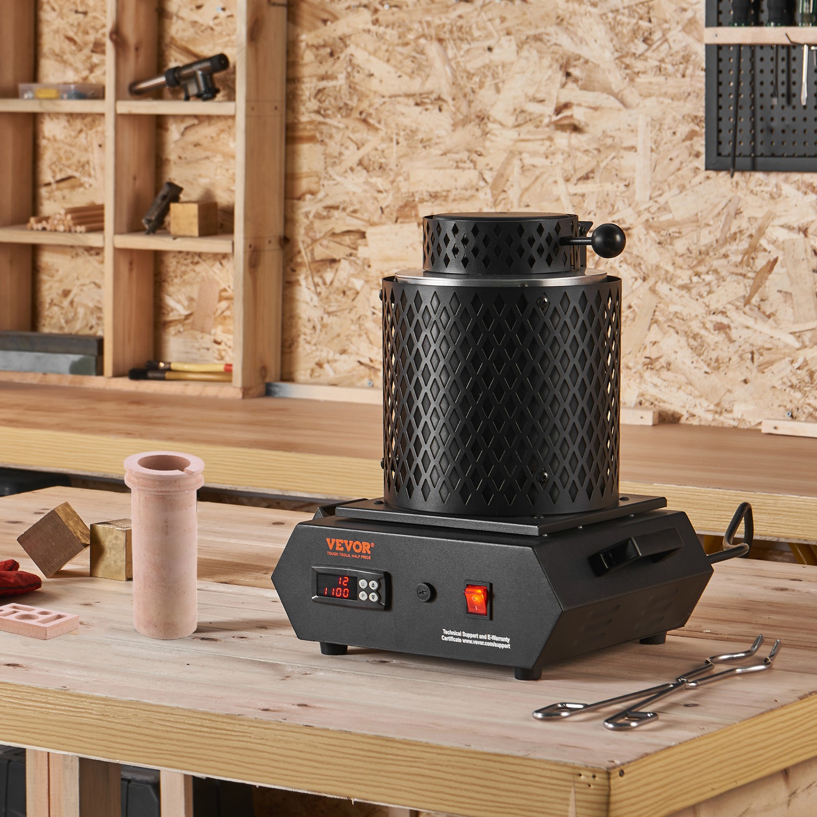 VEVOR Gold Melting Furnace 1350W Electric Digital Smelting Furnace 2 Crucibles