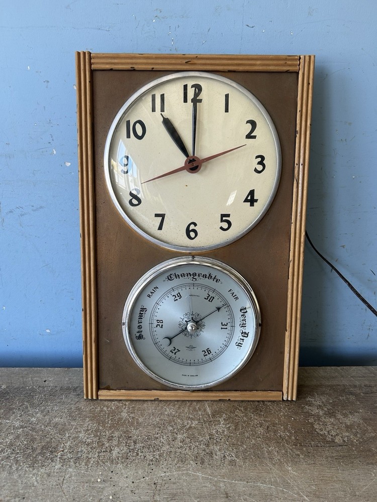 Vintage Ship, Nautical ,Resessed Clock , Barometer