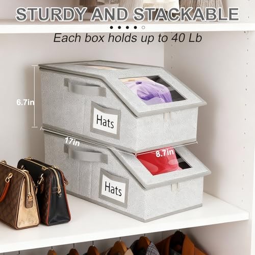 Hat Organizer for Baseball Caps, 2-Pack Clear PVC Window Baseball Cap