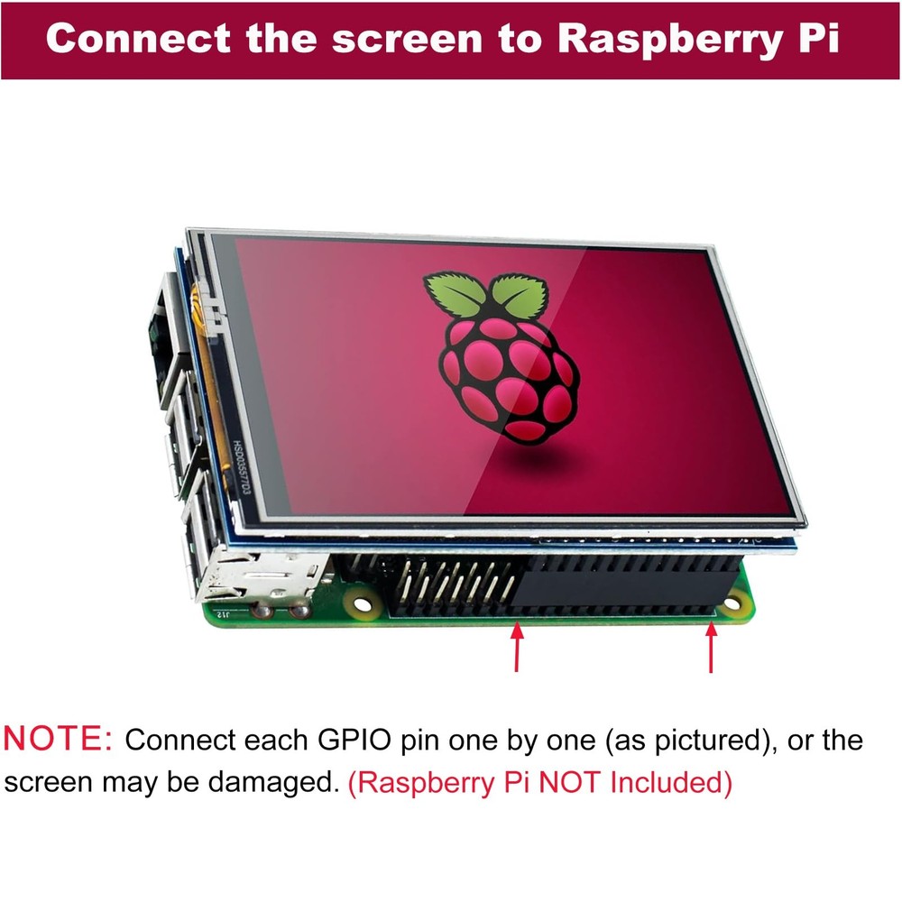 3.5 Inch 480x320 Touch Screen TFT LCD SPI Display Panel for Raspberry Pi 5, P...