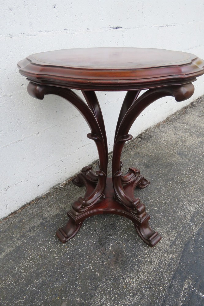 Mahogany Cherry Leather Top Side End Table 5956