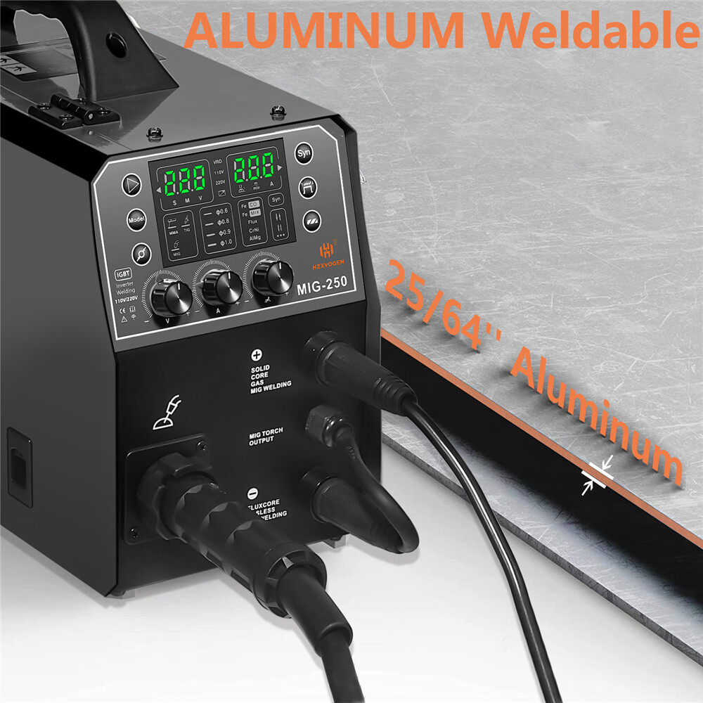 HZXVOGEN Aluminum MIG Welder Welding Machine 110/220V 250A 6in1 Dual Voltage USA