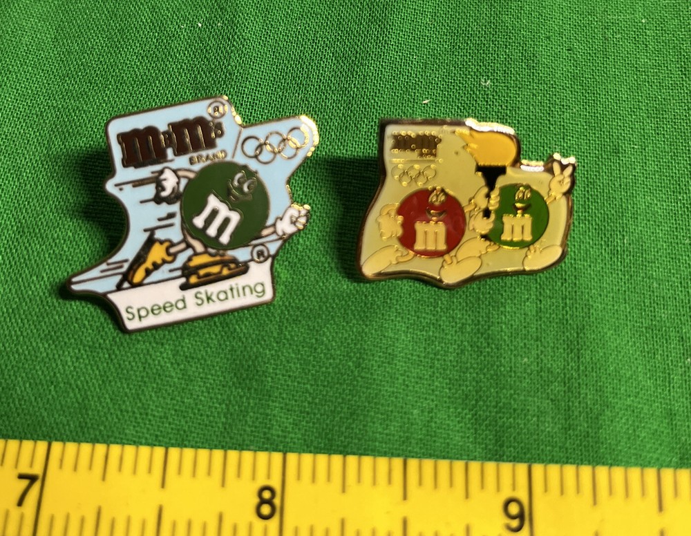 Two M&M Olympic Sponsor Pins Speed Skating & Torch
