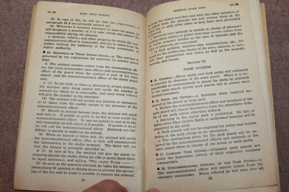 Original WW2 U.S. War Department "Interior Guard Duty'' Book, 1942 dated