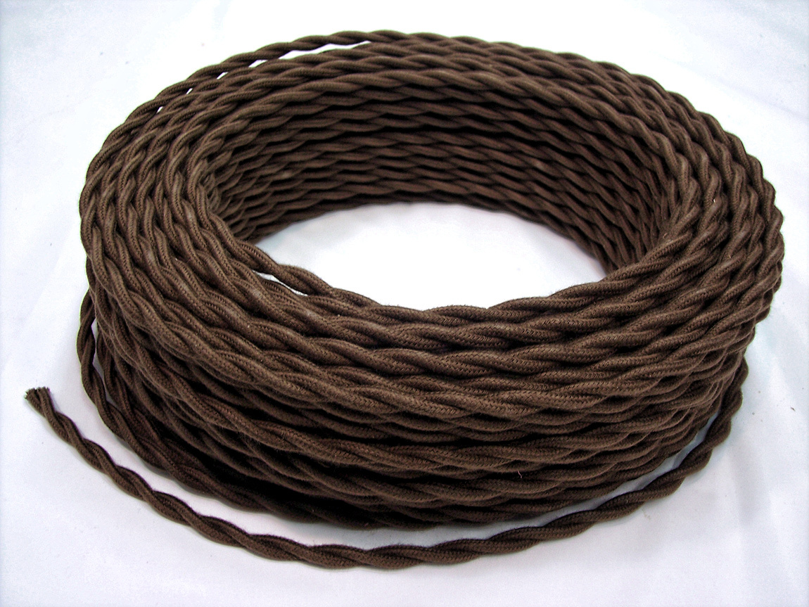 Dark Brown Cloth Covered Wire Vintage Rewire Kit Lamp Cord Fan Antique Restore