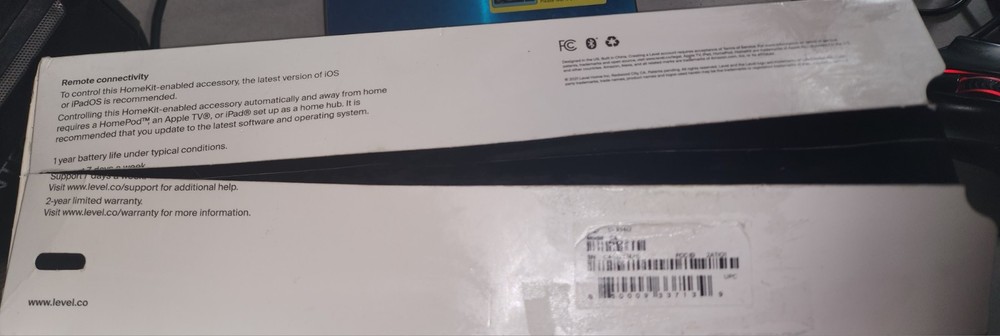 Level Lock - Invisible Smart Lock Bluetooth (Matte Black), OPEN BOX