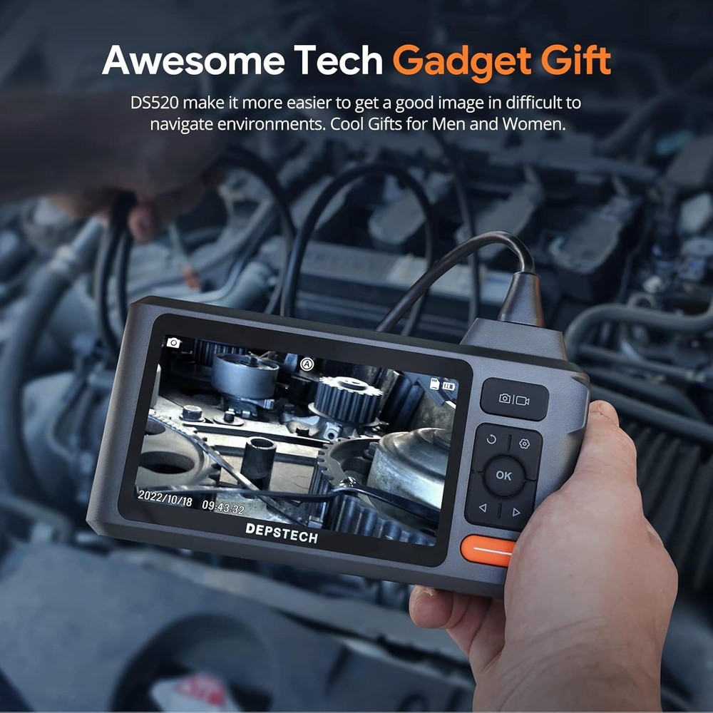 Lighted Borescope Camera with High-Resolution Video Capture and Carrying Case