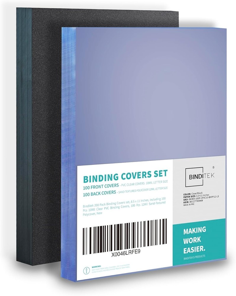 Professional Presentation 200 Pack Binding Covers for Office & Educational Use