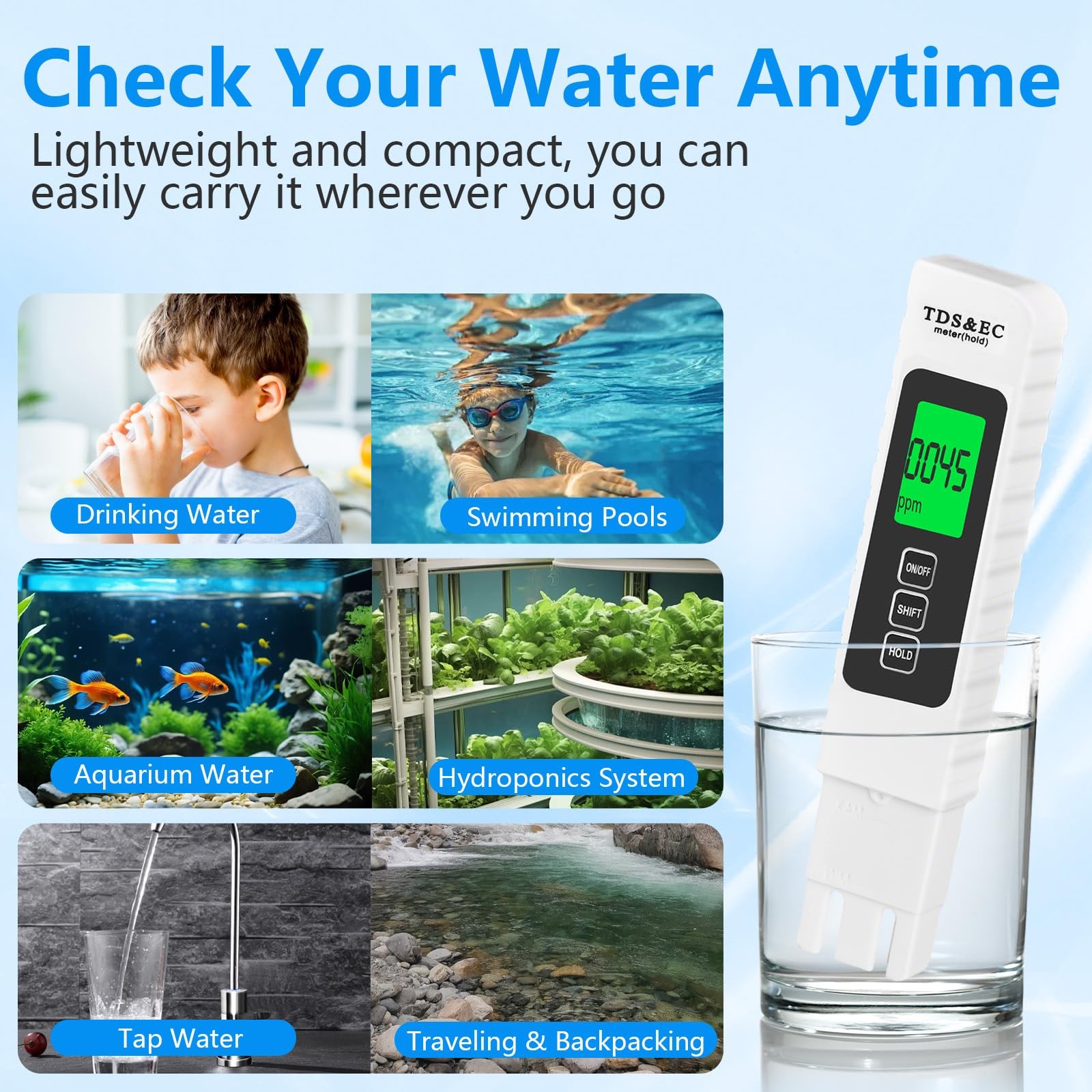 4 in 1 TDS Meter Digital Water Tester - Accurate and Reliable EC &...