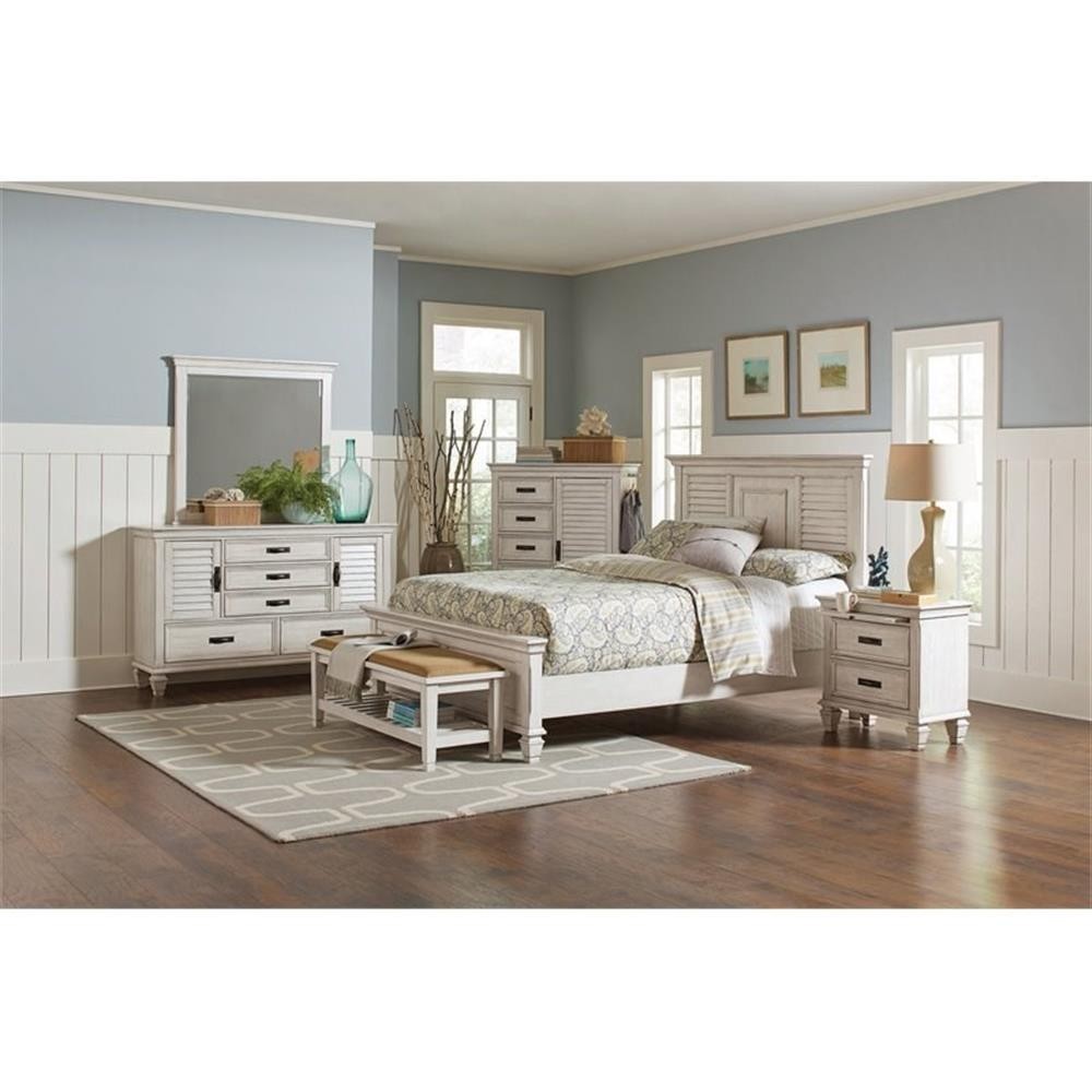Franco 5-piece Queen Bedroom Set Distressed White