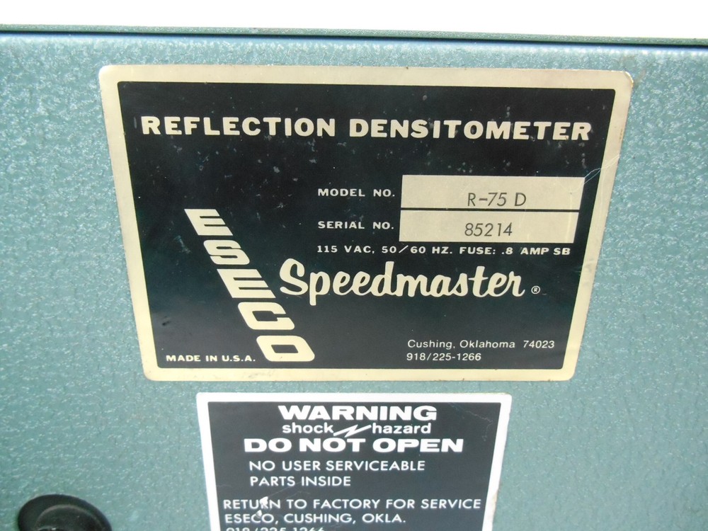 Eseco Speedmaster Reflection Densitometer Model R-75D + Check Plaques