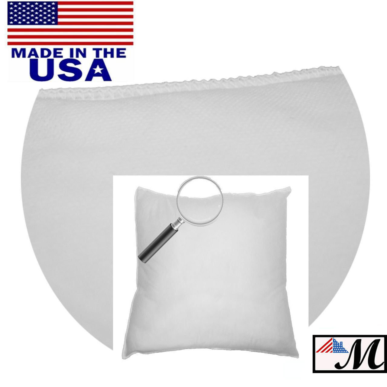Mybecca New Hypoallergenic Square Euro Pillow Form Insert ALL SIZES Made In USA