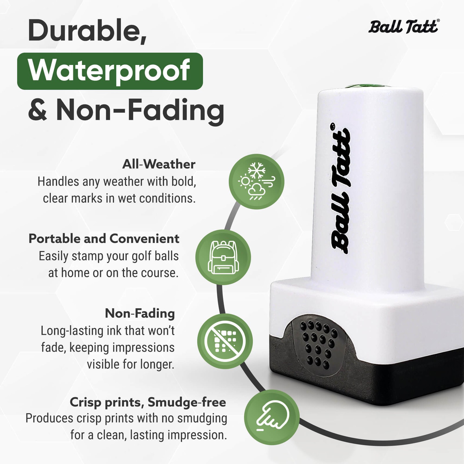 Ball Tatt - S Initial Golf Ball Stamp, Self-Inking w/ Monogram Ball Marker -Blue