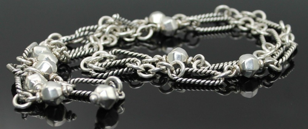 IMPRESSIVE HEAVY MODERNIST TOGGLE LOCK STATEMENT NECKLACE STERLING SILVER 18"