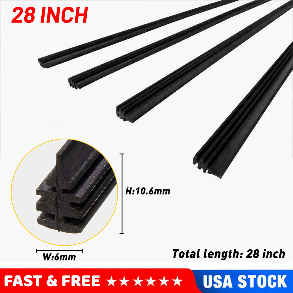4 x Pairs Universal 28" Car Bus Silicone Frameless Windshield Wiper Blade Refill