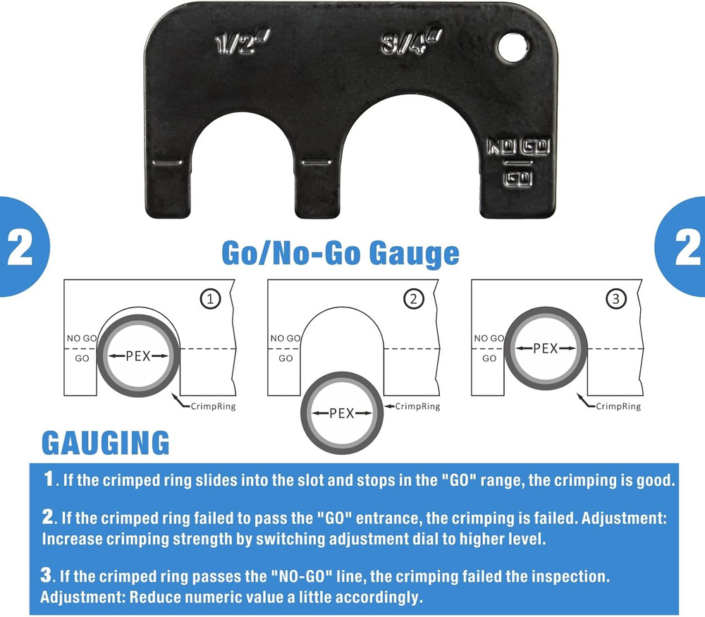 Combo Angle Head Pex Pipe Plumbing Crimping Tool for Copper Crimp Jaw Sets 1/2"
