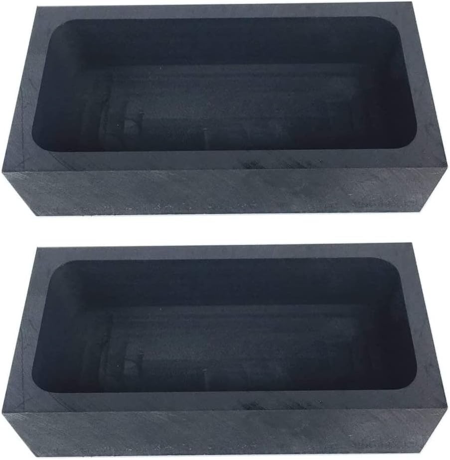 Rectangular Graphite Ingot Mould - 2pcs 1kg for Safe Metal Melting & Casting
