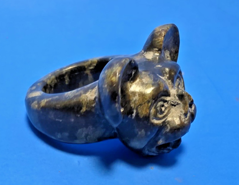 PRE-COLUMBIAN ZAPOTEC SERPENTINE STONE CAMAZOTZ GOD RING