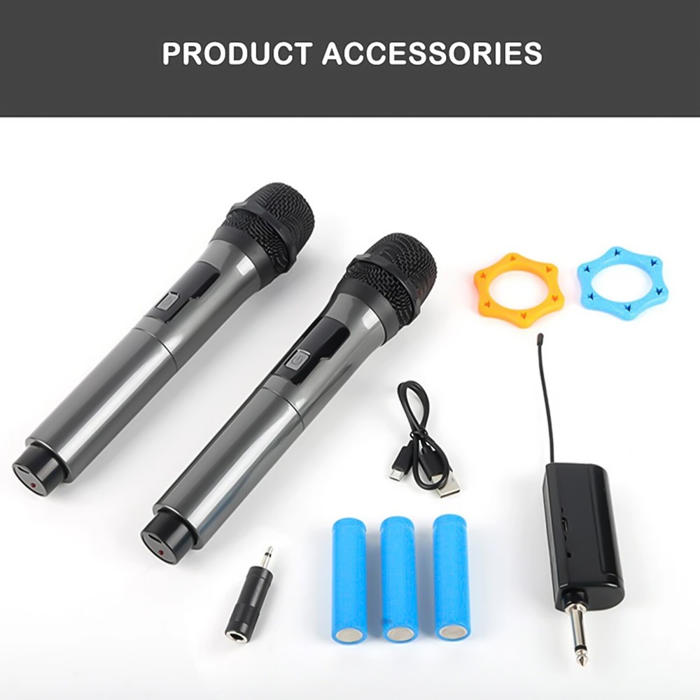 2PCS Professional VHF Wireless Microphone Handheld Mic System Karaoke w/Receiver