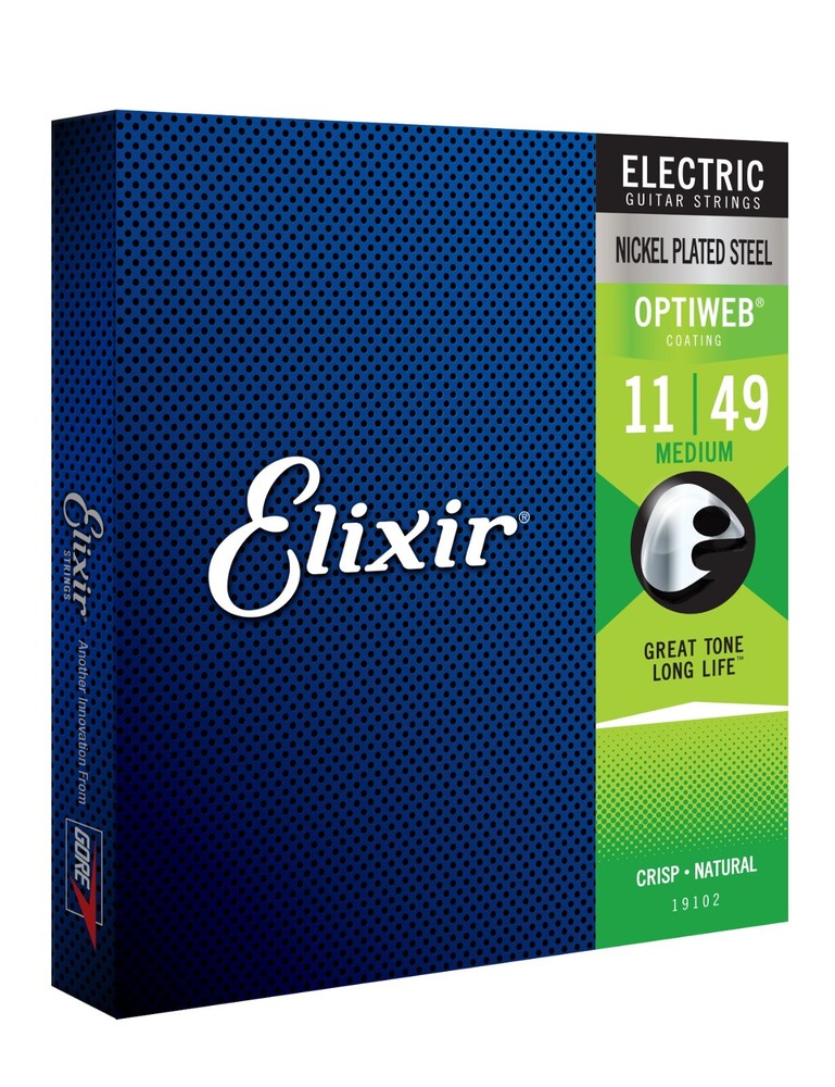 Elixir 19102 Optiweb Coated NPS Electric Guitar Strings; gauges 11-49