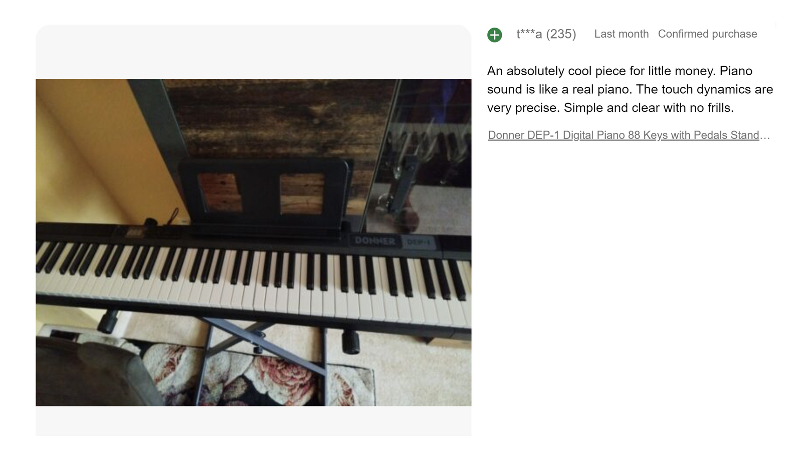 Donner DEP-1 88-Key Digital Piano with Sustain Pedal Case