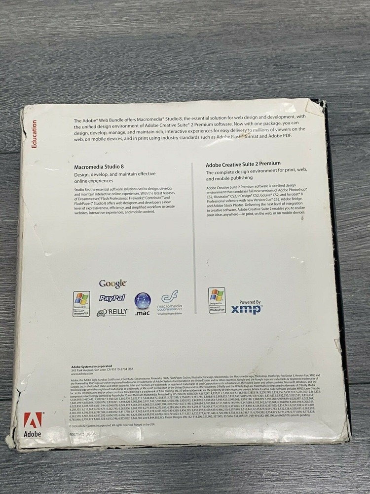 Adobe Creative Suite 2 Premium STUDIO 8 Adobe Web Bundle For Win. Sold as is.