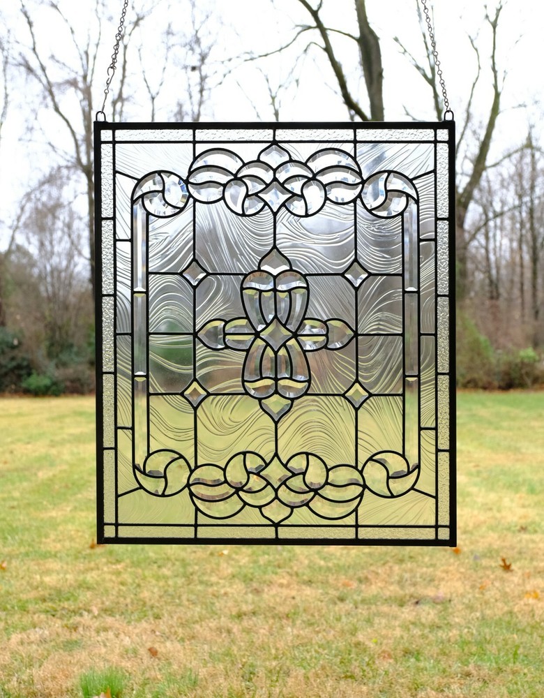 All Clear stained glass Beveled glass window panel, 24" x 28"