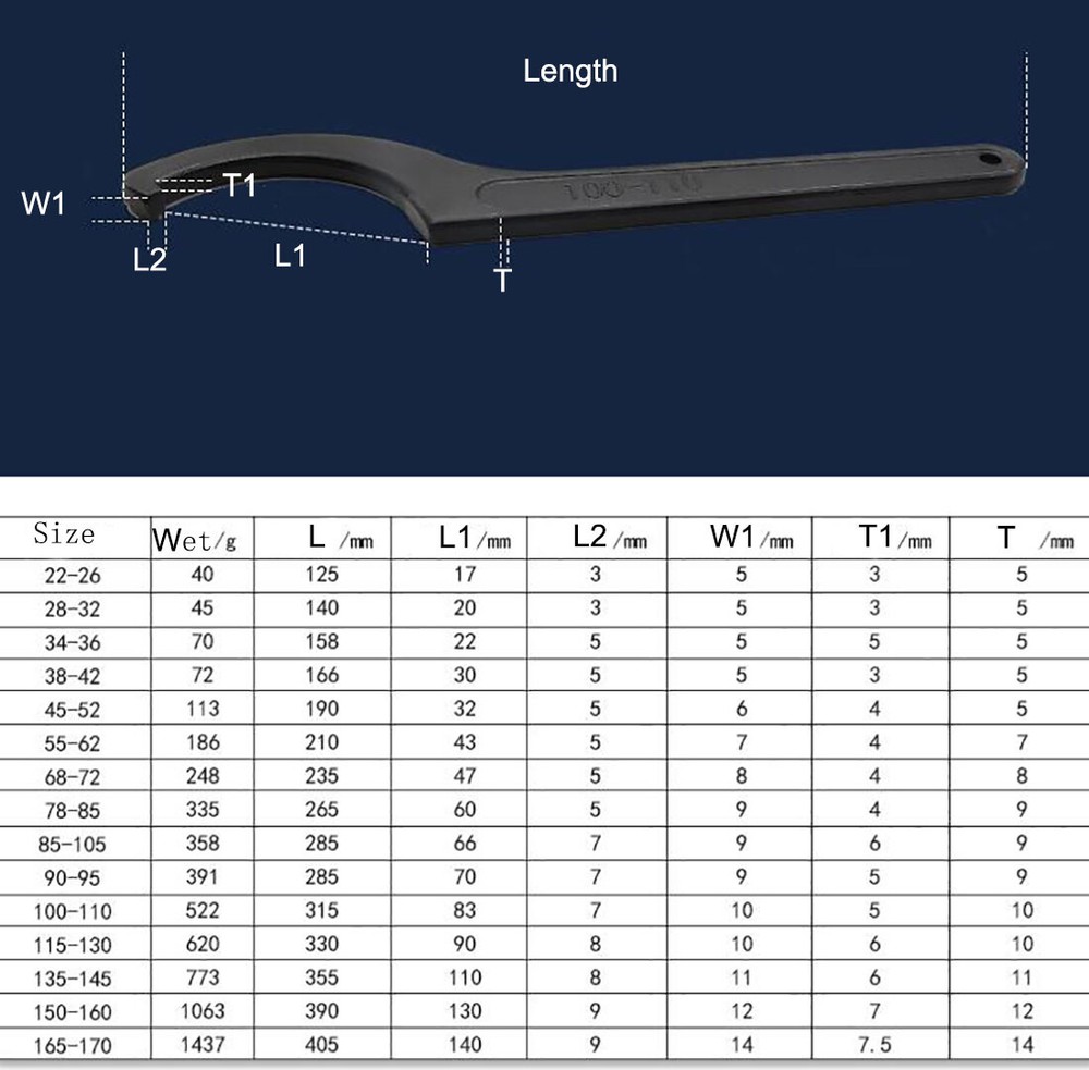Hook Spanner Wrenches 22~320mm Hook Spanner Wrenches for Slots on the Side