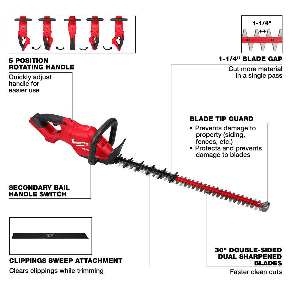 Milwaukee 3034-20 M18 FUEL 18V 30" Cordless Li-Ion Hedge Trimmer - Bare Tool