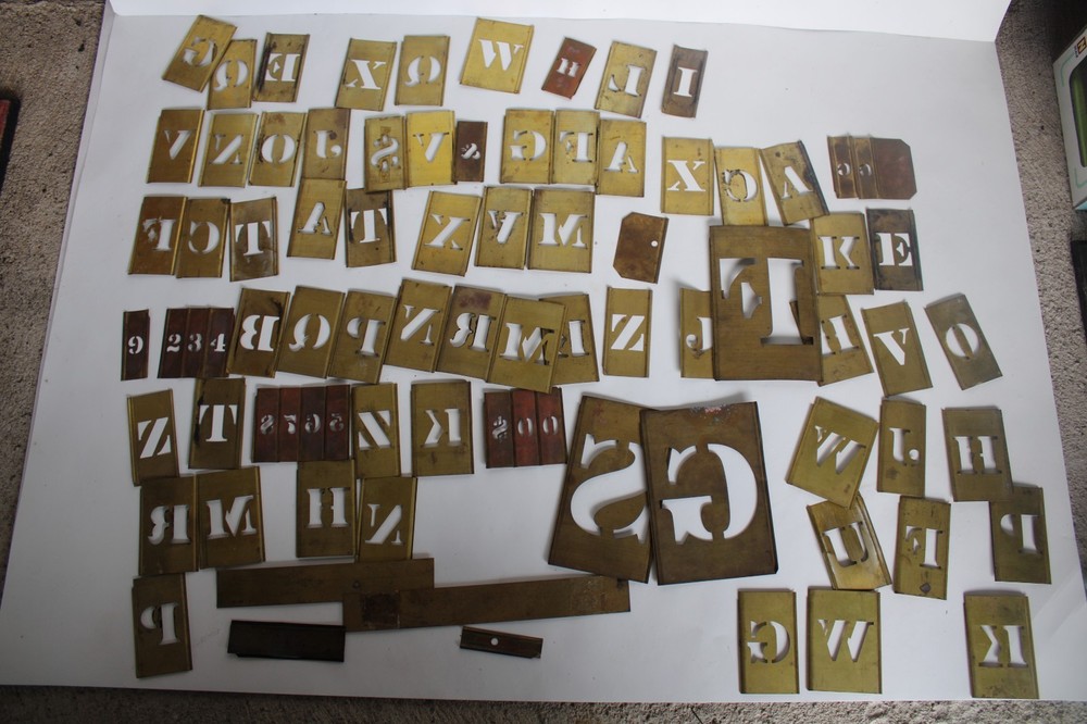 Antique Large Brass Reese's Stencils Lot