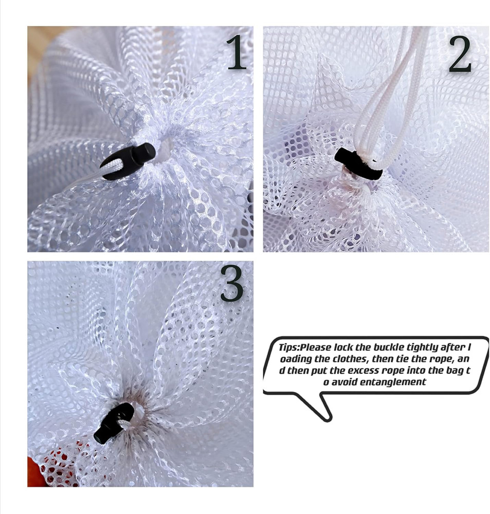 Small Commercial Mesh Laundry Bag with Handle and Drawstring for Dormitory, Trav