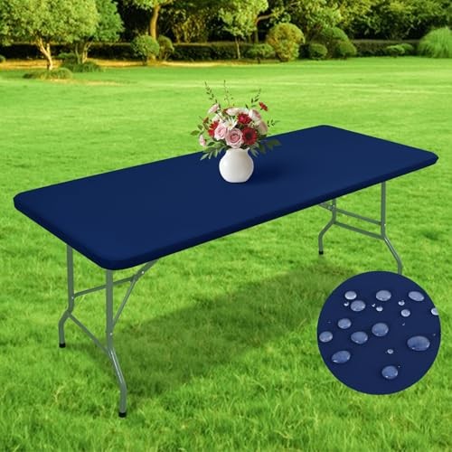 Rectangle Waterproof Fitted Tablecloth 30x60 60" x 30" (Rectangular) Navy Blue