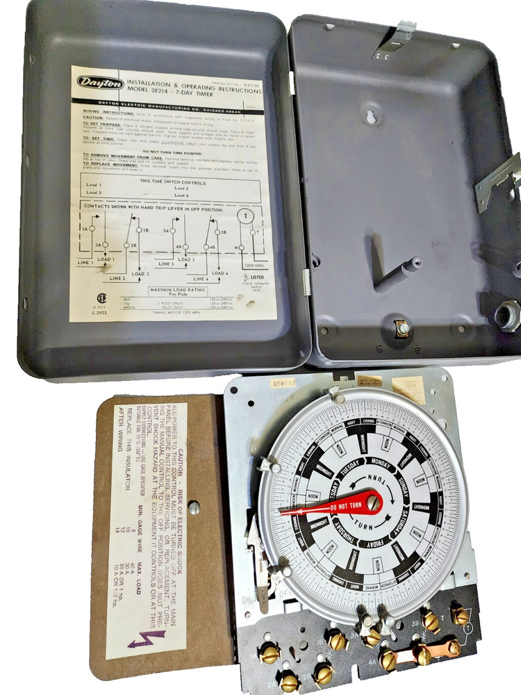 DAYTON Electronic Timer Model 2E214, 7-Day Timer Switch