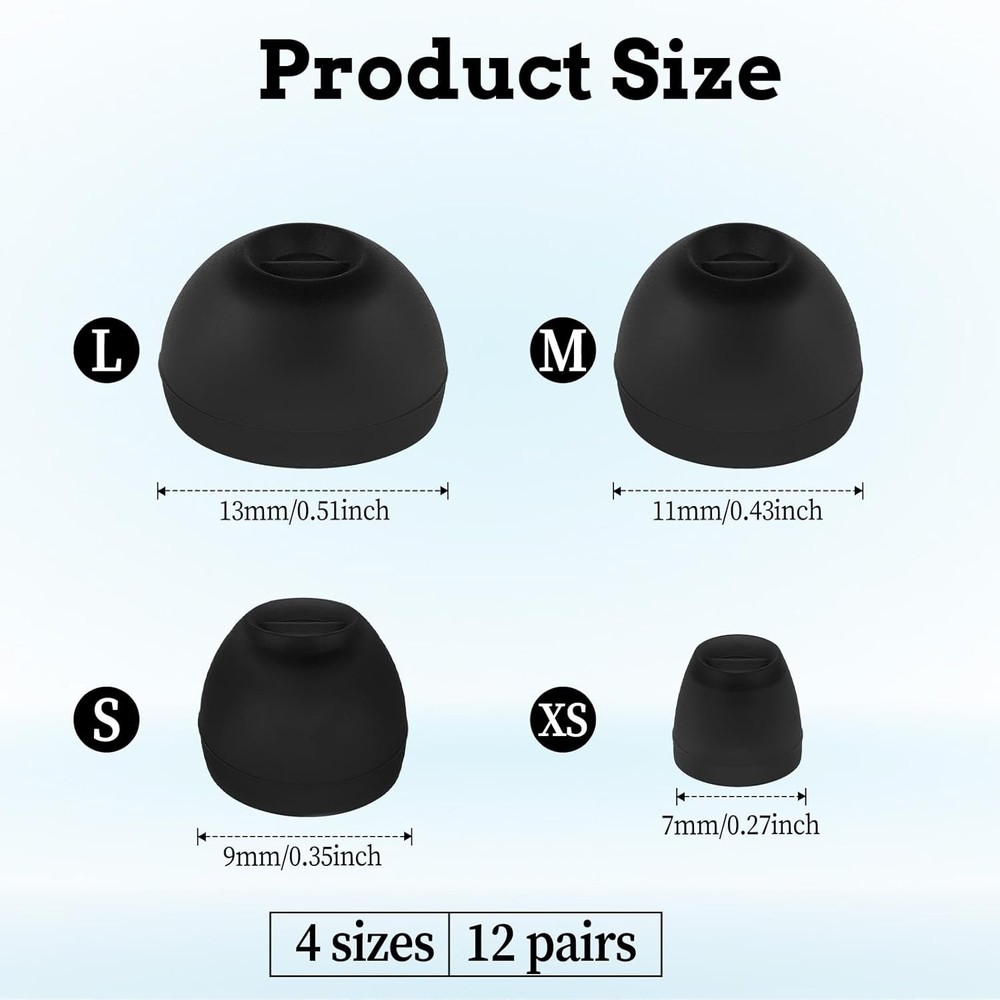 Extra Small Earbuds Tips Replacement Earbud Soft Silicone black