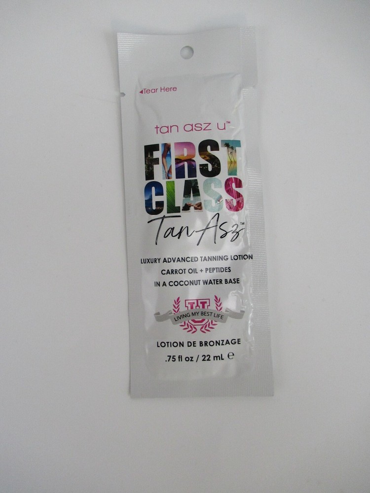 First Class Tan Tan Asz U Tanning Lotion 5 Sample Packet Bundle .75 oz Maximizer
