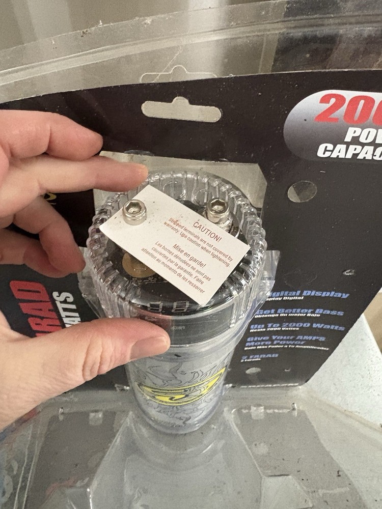 SOUNDQUEST 2 FARAD POWER CAPACITOR WITH MOUNTING BRACKETS