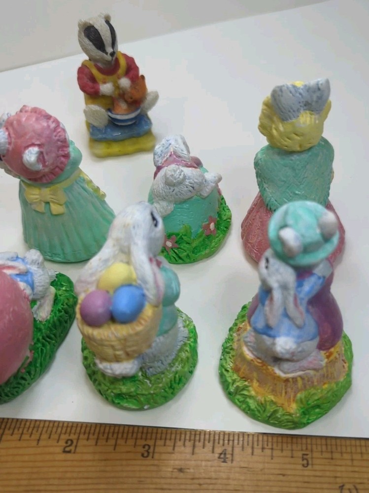 6 Vintage Easter Bunny Figurines Plus 1 Special Extra Read,👇