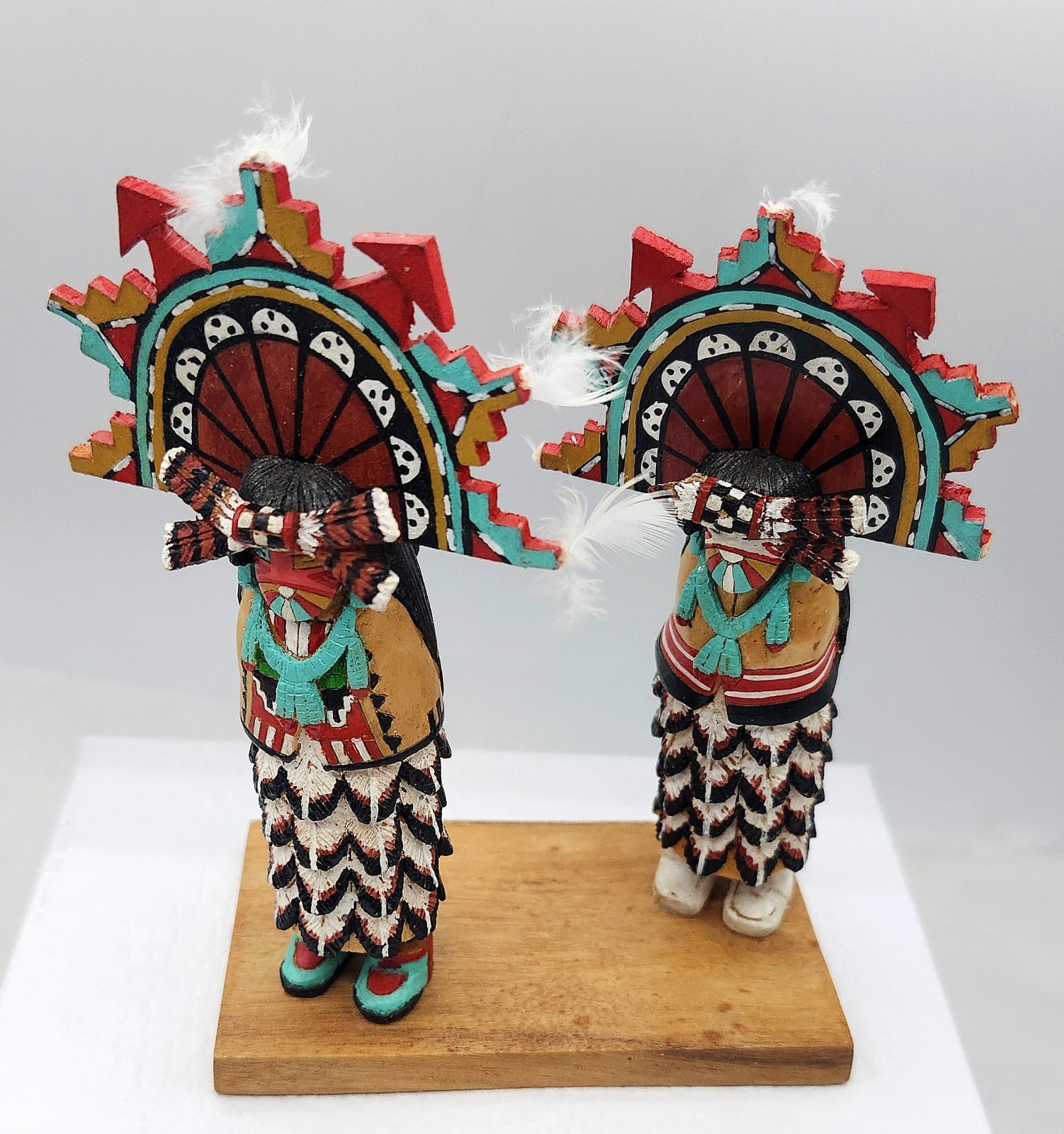 Vtg Wood Native American Hopi Salako Taka & Mana Kachina Figures M. Poseyesva Jr