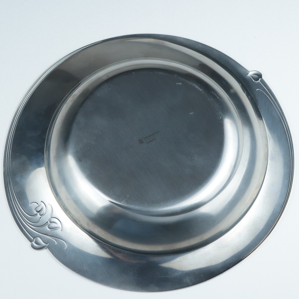 WMF Chromargan Germany 10" Silverplate Bowl with Gold-tone Leaf Accented Rim