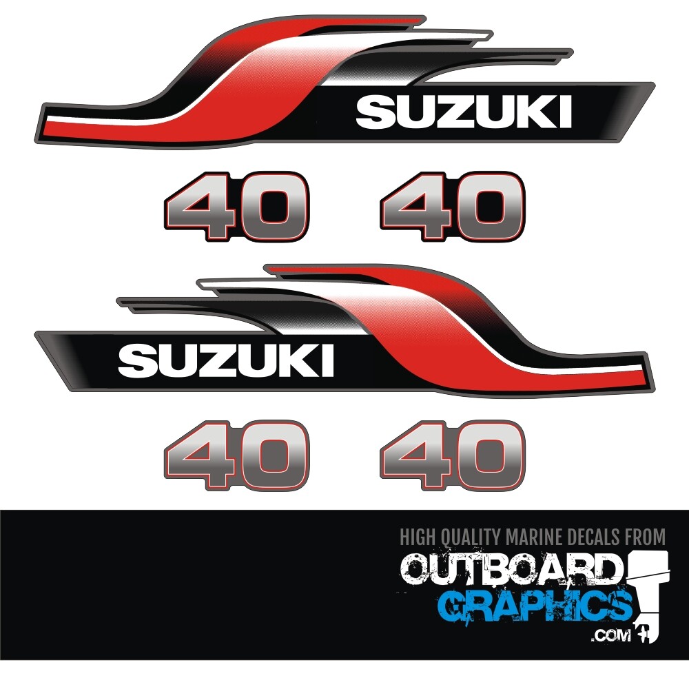 Suzuki 40hp 2 stroke outboard engine decals/sticker kit