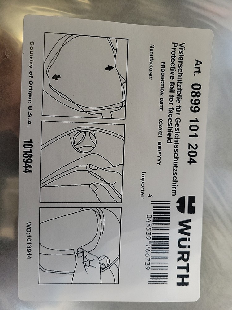 Wurth 10 LOT Protective Foil FaceShield 1018944