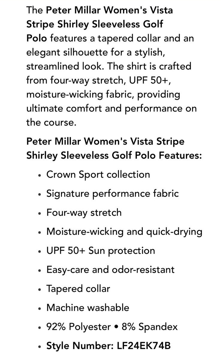 NEW Peter Millar Women's Vista Stripe Shirley Sleeveless Golf Polo Pink Blue XS