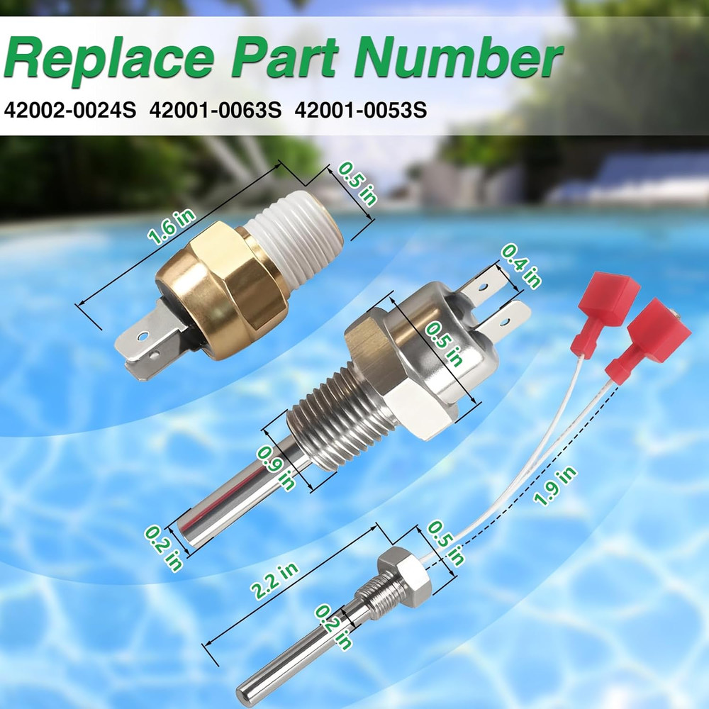 Pool Heater Repair Kit Includes Stack Flue Sensor & High Limit Switch & Heater T