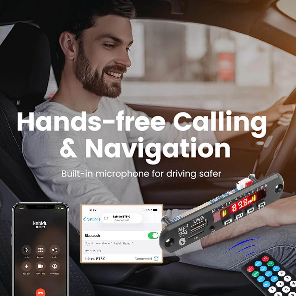 Bluetooth 5.0 2x25W Amplifier MP3 Decoder Board Car Radio Module Music Player